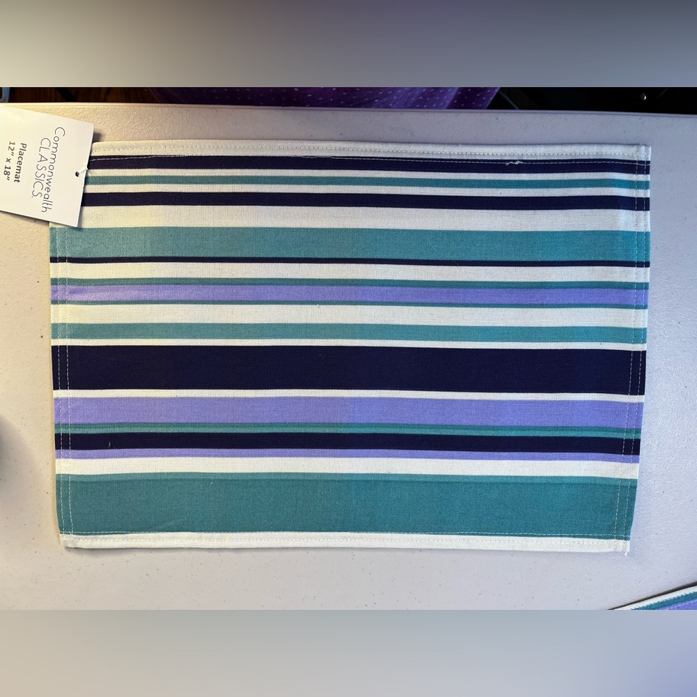 Set of 8 Striped Placemat with Blue and Green Tones